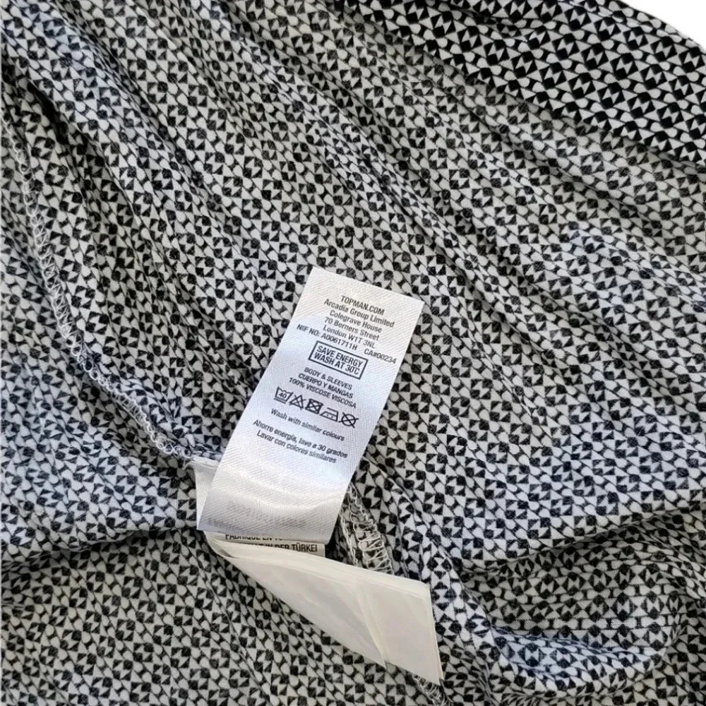 Topman Black White Viscose Patterned Shirt M